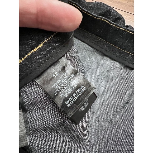 Bisou Bisou Denim Straight Ruffles Knee Length Pencil Skirt Women Size 12 Slit - Picture 9 of 10